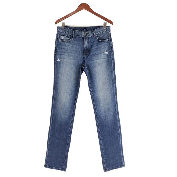 Fidelity Denim Women SIZE 32 Oh Boy Blue Med Wash Straight Distress Jeans SAMPLE - Picture 1 of 11